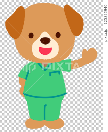 Cute dog doctor A dog doctor wearing scrubs 125825940