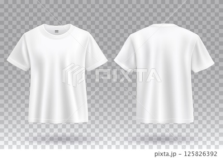 White T-shirt front and back template mockup design isolated background. 125826392