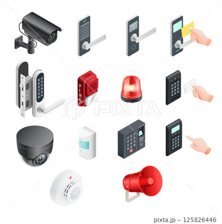 Security system with cameras isometric vector illustration. 125826446
