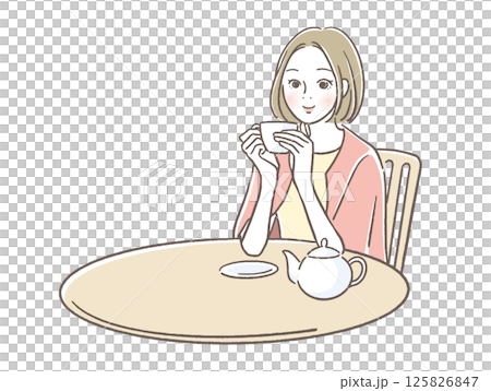 喝茶的女人 125826847