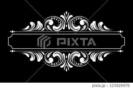 Vintage black and white element. Graphic vector design. Damask graphic ornament Vintage black and white element. Graphic vector design. Damask graphic ornament 125826970
