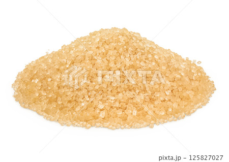 pile of brown granulated sugar isolated on white background 125827027