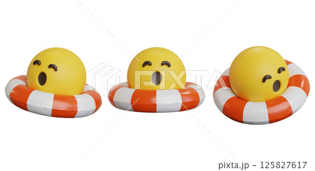 Smiling face emoji with tube 3D icon 125827617