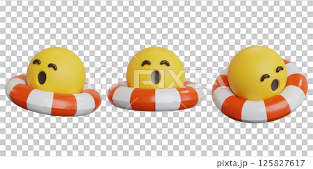 Smiling face emoji with tube 3D icon 125827617