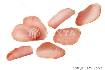 Set of balyk sliced close-up on a white background. Isolated 125827774