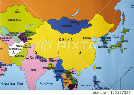 The country of China on the world map. Located in East Asia. Concept of travel and government 125827827