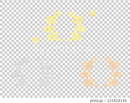 手繪可愛月桂樹排名套裝，金、銀、銅 125828148