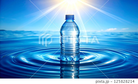清涼感のあるペットボトルと波紋 125828214