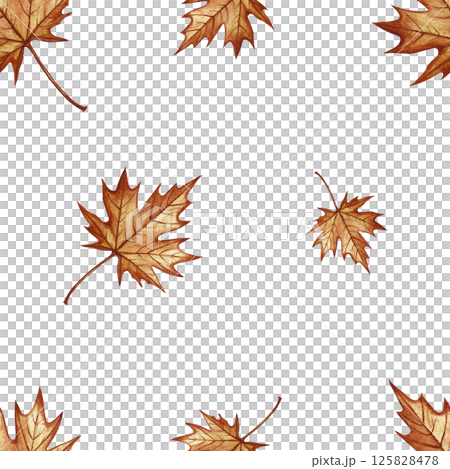 Seamless pattern with autumn maple leaves. Handmade watercolor illustration. Color image. Great for packaging, decor, textiles and wallpaper, for printing and wrapping paper. Seamless pattern with autumn maple leaves. Handmade watercolor illustration. Color image. Great for packaging, decor, textiles and wallpaper, for printing and wrapping paper. 125828478