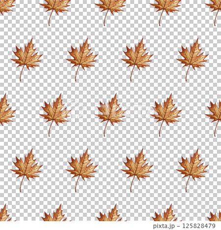 Seamless pattern with autumn maple leaves. Handmade watercolor illustration. Color image. Great for packaging, decor, textiles and wallpaper, for printing and wrapping paper. Seamless pattern with autumn maple leaves. Handmade watercolor illustration. Color image. Great for packaging, decor, textiles and wallpaper, for printing and wrapping paper. 125828479