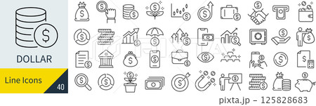 ドルに関するアイコンセット 125828683