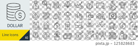 ドルに関するアイコンセット 125828683