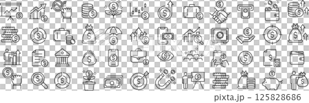 Set of monochrome dollar line icons in vector 125828686