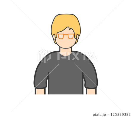 メガネの白人男性_黒い服 125829382