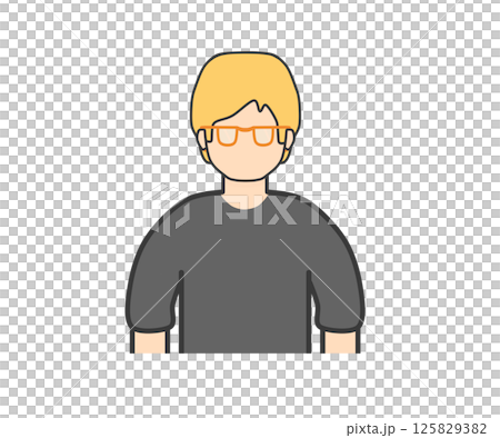 メガネの白人男性_黒い服 125829382