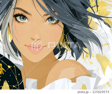 タロットカードを持った若い女性のイラスト素材 125829573