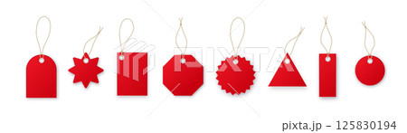 Red price tags vector collection. Special offer or shopping discount label. Retail paper sticker. Vector Red price tags vector collection. Special offer or shopping discount label. Retail paper sticker. Vector 125830194
