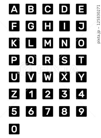 Alphabet and Number Blocks Silhouette. Black and White Icon Design Element on Isolated White Background 125830271