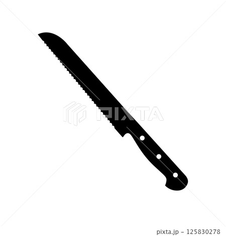 Bread Knife Silhouette. Black and White Icon Design Element on Isolated White Background 125830278