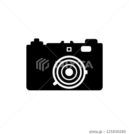 Camera Silhouette. Black and White Icon Design Element on Isolated White Background 125830280