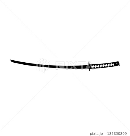 Katana Sword Silhouette. Black and White Icon Design Element on Isolated White Background Katana Sword Silhouette. Black and White Icon Design Element on Isolated White Background 125830299