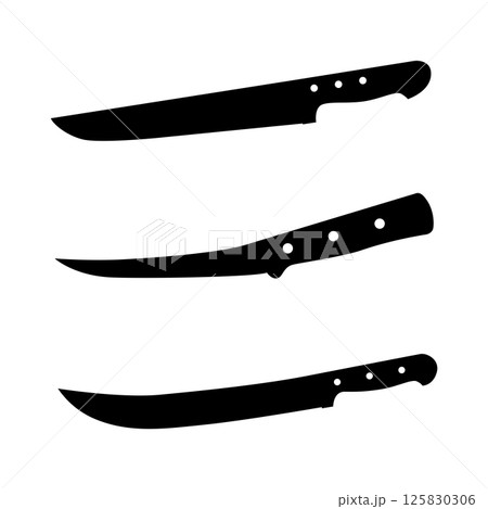 Kitchen Knife Silhouette. Butcher Knife Black and White Icon Design Element on Isolated White Background Kitchen Knife Silhouette. Butcher Knife Black and White Icon Design Element on Isolated White Background 125830306