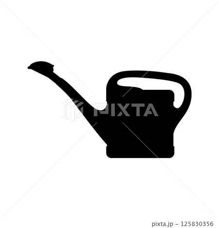 Watering Can Silhouette. Black and White Icon Design Elements on Isolated White Background Watering Can Silhouette. Black and White Icon Design Elements on Isolated White Background 125830356