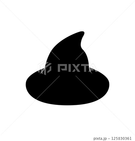 Witch Hat Silhouette. Black and White Icon Design Elements on Isolated White Background Witch Hat Silhouette. Black and White Icon Design Elements on Isolated White Background 125830361