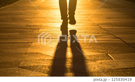 歩いている人の影 125830419