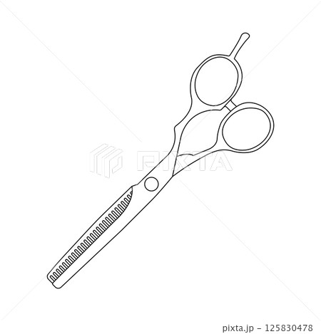 Haircut Scissors Outline Icon Illustration on White Background 125830478