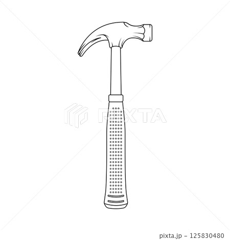 Hammer Outline Icon Illustration on White Background Hammer Outline Icon Illustration on White Background 125830480