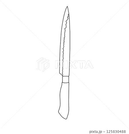 Kitchen Knife Outline Icon Illustration on White Background Kitchen Knife Outline Icon Illustration on White Background 125830488
