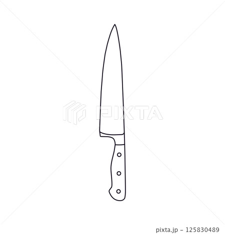 Kitchen Knife Outline Icon Illustration on White Background 125830489