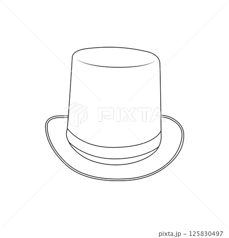 Magician Hat Outline Icon Illustration on White Background 125830497