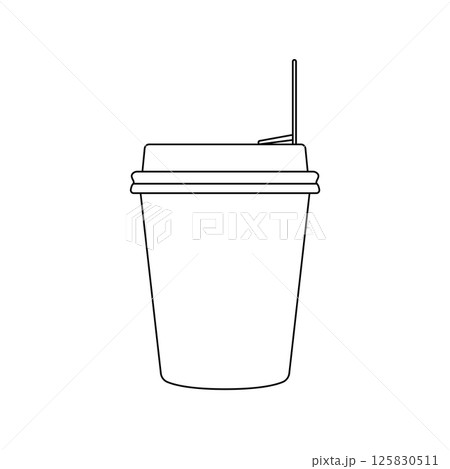Paper Cup Outline Icon Illustration on White...のイラスト素材 [125830511] - PIXTA