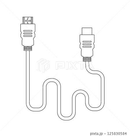 HDMI Cable Outline Icon Illustration on White Background 125830584