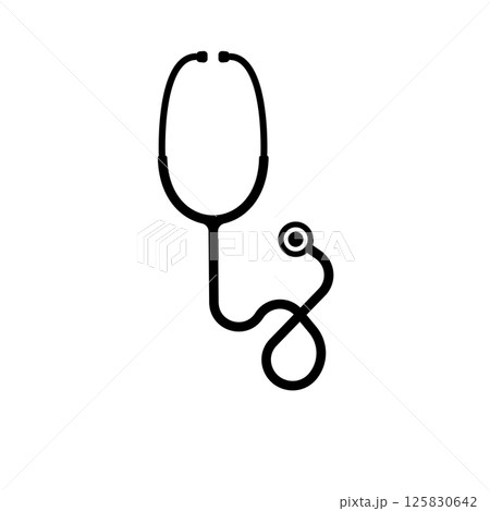 Stethoscope Silhouette. Black and White Icon Design Element on Isolated White Background 125830642