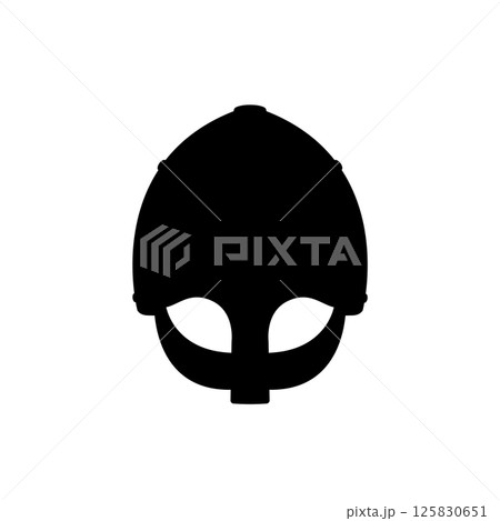 Viking Helmet Silhouette. Black and White Icon Design Element on Isolated White Background 125830651