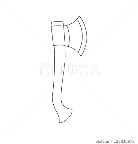 Axe Outline Icon Illustration on Isolated White Background 125830675