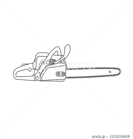 Chainsaw Outline Icon Illustration on White Background 125830689