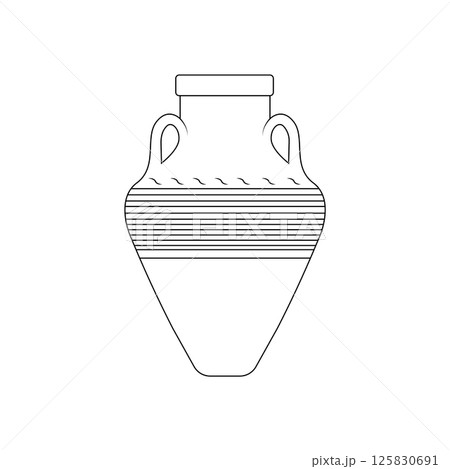 Clay Jar Outline Icon Illustration on White Background 125830691