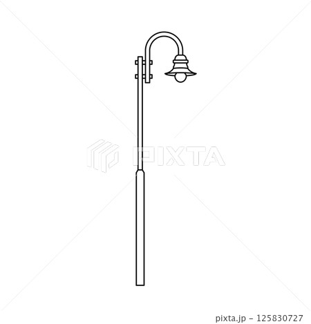 Street Lamp Post Outline Icon Illustration on White Background Street Lamp Post Outline Icon Illustration on White Background 125830727