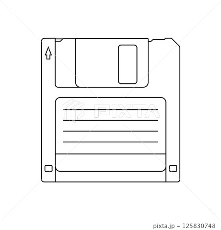 Floppy Disk Outline Icon Illustration on White Background Floppy Disk Outline Icon Illustration on White Background 125830748
