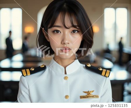 ミーティングに出席するキャプテンの女性 125831135