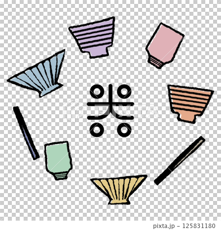 器の文字と食器のイラスト 125831180