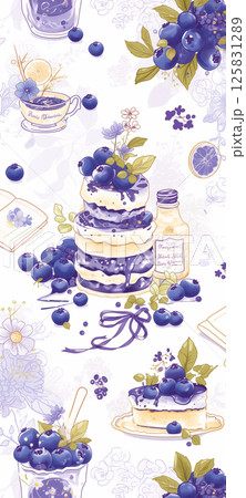 水彩で描いたブルーベリーがのったパンケーキの待ち受け 水彩で描いたブルーベリーがのったパンケーキの待ち受け 125831289