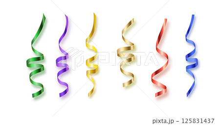 Element of colorful ribbon for celebration or party art work, vector art isolated on white. 125831437