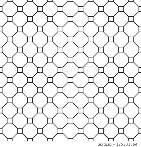 Geometry seamless pattern. Vector graphic line illustration. Black and white abstract illustration for package, vacation design, fabric and textile. package, cosmetic, cards. 125831564