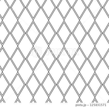 Diamond repeat Geometry seamless pattern. Vector graphic line illustration. Black and white abstract horizontal strip pattern, background for banners, print for fabric, labels, t-shirt printing. 125831571