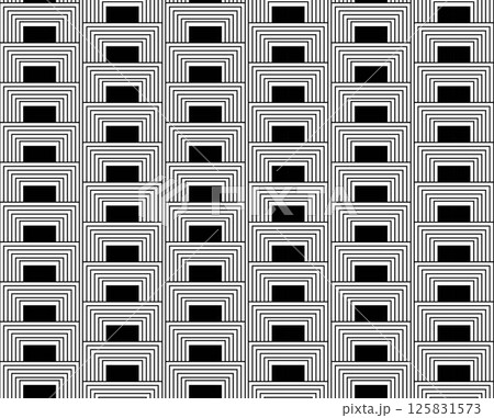Square Geometry seamless pattern. Vector graphic line illustration. Black and white background for banners, print for fabric, labels, t-shirt printing. 125831573